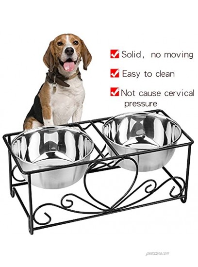 VIVIKO Sturdy Style Pet Feeder for Dog Cat Stainless Steel Food and Water Bowls with Iron Stand