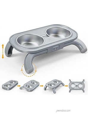 VOLUEX Dog Bowls,Cat Bowls,Dog & Cat Food Water Bowls Stainless Steel Double Bowl,Adjustable Tilted Heights Raised,Protect Pet's Spine,Non-Spill Design ,Suitable for Cats Small and Medium-Sized Dogs