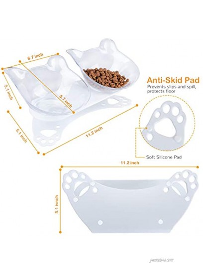 Cat Food Bowls Tilted Cat Food Bowls Raised Bowls for Cats and Small Dogs Double 15°Tilted Platform Cat Food Dish with Non Slip and Durable Base Stand Gift for Pets
