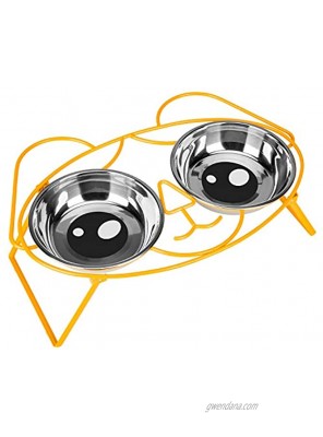 E-ROOM TREND Elevated Dog Bowls,Cute Metal Raised Dog Food Bowl for Cat and Small Dog Come with 2 Stainless Steel Dog Bowls Set for Food and Water with Anti Slip Feet