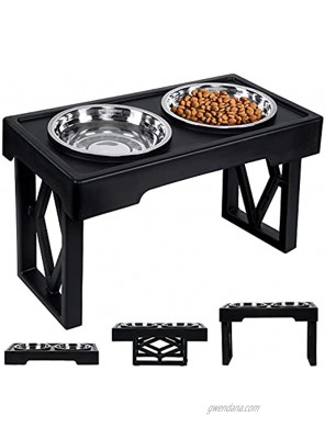 Elevated Dog Bowls for Large Dogs Raised Pet Bowl Stand Feeder 3 Adjustable Heights with 2 Stainless Steel Food and Water Bowls for Medium and Small Cats and Dog