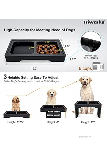 Elevated Dog Bowls Pet Adjustable Raised Dog Bowl with 2 Dog Food Bowls Adjusts to 3 Heights for Medium Large Dogs