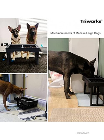 Elevated Dog Bowls Pet Adjustable Raised Dog Bowl with 2 Dog Food Bowls Adjusts to 3 Heights for Medium Large Dogs