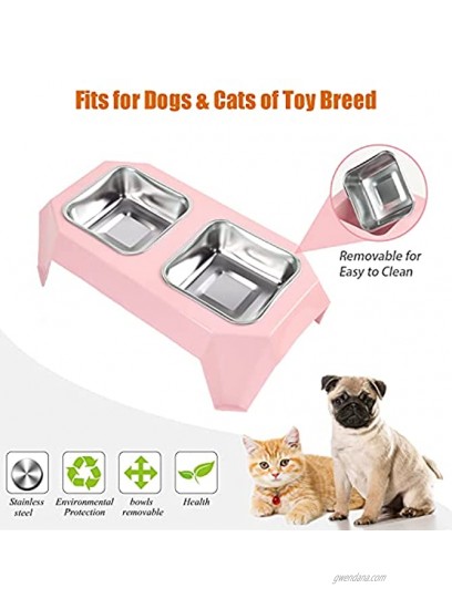 FYIN-HONG Dogs Double Dog Cat Bowls Raised Pet Bowls for Cats and Small Dogs Food and Water Bowls Stand Feeder with 2 Stainless Steel Bowls