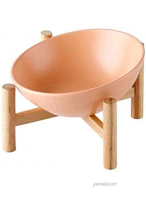 gutongyuan Ceramic Tilted Elevated Raised Pet Bowl with Wood Stand for Cats and Dogs No Spill Pet Food Water Feeder