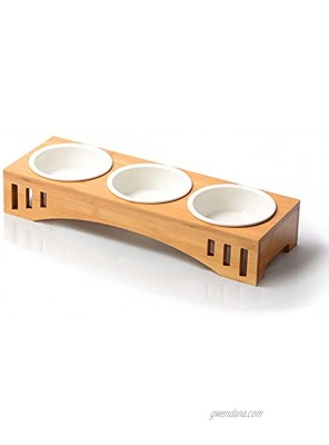 Ika Omnis Elevated Dog Cat Bowl Pet Ceremic Food and Water Bowl Raised Bamboo Stand Dishes Feeder Bowl for Small Medium Puppy Kitten