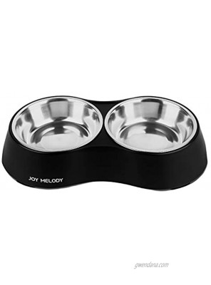 Joy Melody Cat Bowls with Stand for Food and Water Anti-Slip Elevated Small Dog Dish Anti-Flip Raised Pet Feeder Dishwasher Safe with Microfiber Cloth