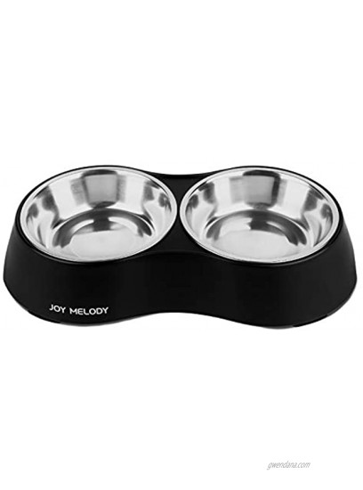 Joy Melody Cat Bowls with Stand for Food and Water Anti-Slip Elevated Small Dog Dish Anti-Flip Raised Pet Feeder Dishwasher Safe with Microfiber Cloth