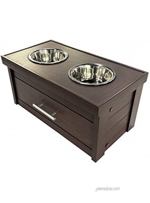 New Age Pet ECOFLEX Piedmont 2-Bowl Dog Diner with Storage Drawer -Russet EHHF303S