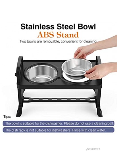 Pawaboo Elevated Dog Bowls Adjustable to 4 Heights Stainless Steel Dog Dish Bowls Removable Raised Stand No Spill Pet Food Water Feeding Bowls for Small Medium Dogs Cats Home & Outdoor Use