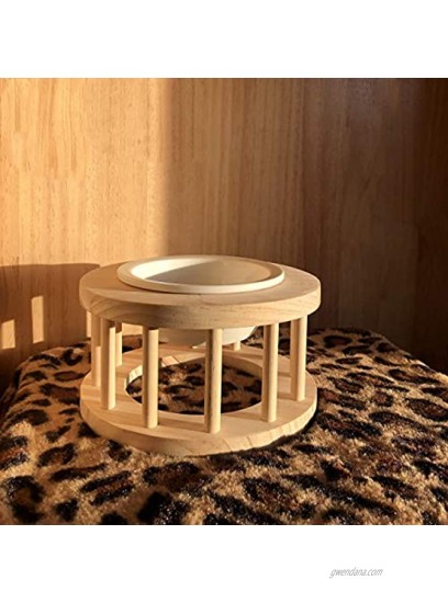 Raised Pet Bowls for Cats and Dogs Adjustable Wooden Elevated Dog Cat Food and Water Bowls Stand Feeder with Ceramics Bowls and Anti Slip Feet