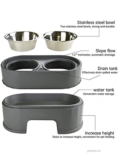 RIZZARI Raised Dog Bowls,Stainless Steel Cat Dog Dish Pet Food and Water Bowls,Elevated with Stand Double Bowl for Small Medium Dogs and Cats