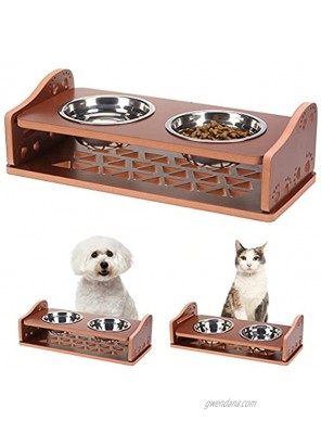 SCENEREAL Elevated Dog Bowls for Cats Small Dogs -Tilted Height Adjustable Raised Dog Bowl Stand with 2 Stainless Steel Pet Bowls Cute Lifted Cat Food Dishes Station for Puppies Medium Dogs Feeding