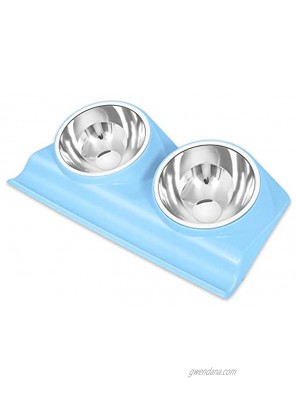 UPSKY Dog Cat Bowls Double Raised Pet Bowls Elevated Cat Bowls with Anti-Slip Resin Station Stainless Steel Pet Feeder Bowls for All Small to Large Cats