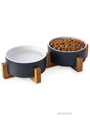 Y YHY Elevated Dog Bowls Stand Raised Dog Food Bowls Ceramic Dog Bowls for Small Medium Large Dogs or Cat 24oz Dog Food and Water Bowl Set Non Slip Grey