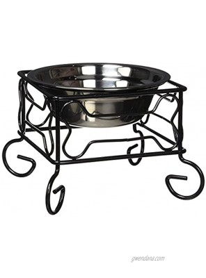 YML 5-Inch Wrought Iron Stand with Single Stainless Steel Feeder Bowl