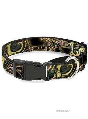Buckle-Down Dog Collar Martingale Loki Poses Black Gold Green 9 to 15 Inches 1.0 Inch Wide
