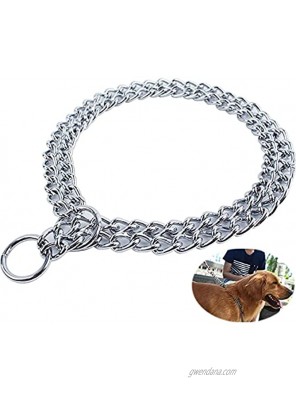 DEYACE Dog Choke Collar Double Row Chain Collar for Small Medium Large Dogs Stainless Steel Chock Collar