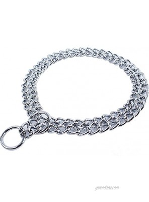 JWPC Dog Chain Collar Pet Iron Metal Double Chain Row Neck Leash Gear Choke Chain Walking Training for Small Medium Large Dogs