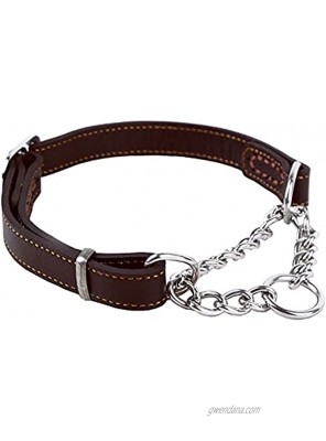 Love Dream Martingale Collars for Dogs Genuine Leather Training Dog Collar Stainless Steel Chain Anti-Escape No Pull Dog Collar for Medium Large Dogs