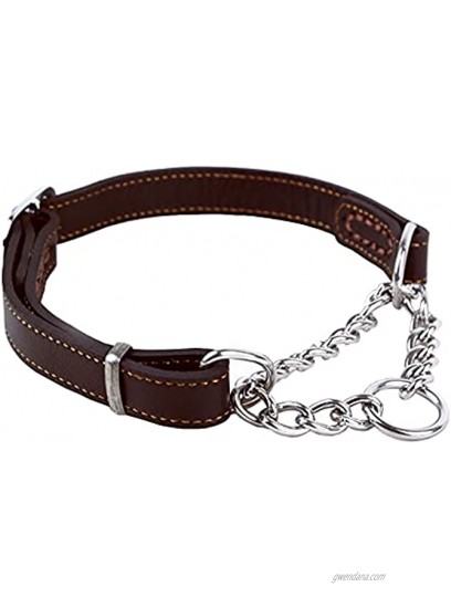 Love Dream Martingale Collars for Dogs Genuine Leather Training Dog Collar Stainless Steel Chain Anti-Escape No Pull Dog Collar for Medium Large Dogs
