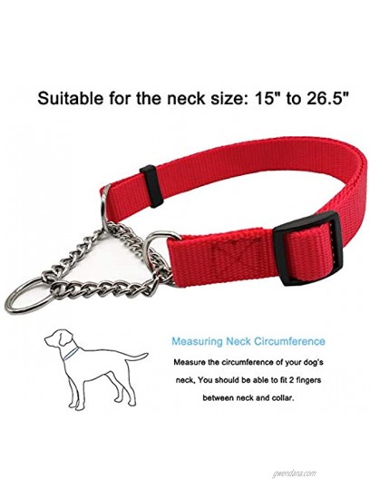 MayPaw Martingale Slip Dog Collar Stainless Steel Chain No Pull Nylon Choke Collar for Medium and Large Dog Training