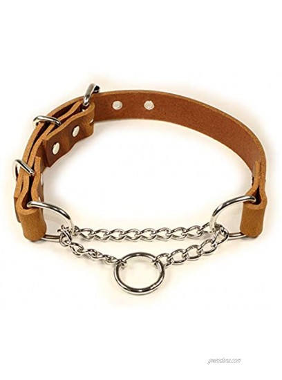 sleepy pup Adjustable Leather Martingale Chain Limited Slip Half-Check Chain Training Dog Collar