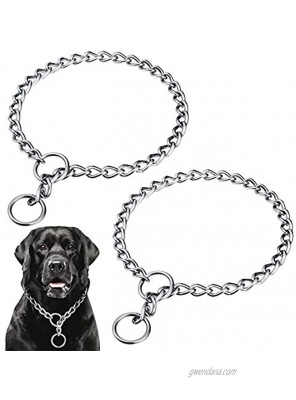 Weewooday 2 Pieces Chain Dog Collar Adjustable Stainless Steel Dog Chain Waterproof and Rust-Resistant Choke Collar for Small Medium Large Dogs 3.5 mm 60 mm