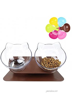 Cat Bowls 15°Tilted Elevated Double Transparent Bowls Raised Cat Food Water Feeding Bowl with Raised Stand for Cats & Small Dogs and Other Small Animals