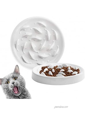 Deioxhy Slow Feeder Cat Bowl to Slow Down Eating Training,Anti Choking Gulping Bloat Indigestion Obesity Dog Cat Food Bowl Non-Toxic Eco-Friendly Pet Slow Feed Bowl White