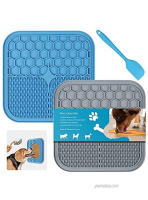 Dog Licking Mat Cat Slow Feeder,2 Pcs Lick Pad with Suction Cups,Calming Treat Mat Boredom & Anxiety Relief,Dog Puzzle Toys Pet IQ Training Mat,Peanut Butter Bowls for Nail Trimming Bathing Grooming