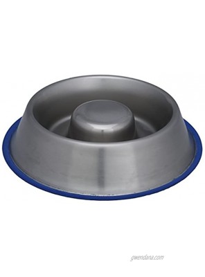 Indipets Heavy Duty Stainless Steel Slow Feed Dog Bowl Large 45oz Silicon Bottom Ring Prevents Sliding and Tipping