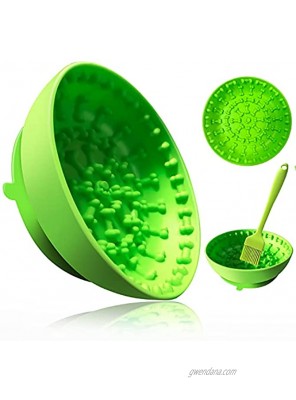 LBMBAIC 2IN1 Dog Lick Bowl Keep Pets Eat Slowly,Dog Slow Feeder Bowl Make Puppy Health Eatting,Funny Toy Licking Bowl for Dogs.Multifunction for Food,Water,Yogurt,Peanut Butter.Green+Brush Only-1pc