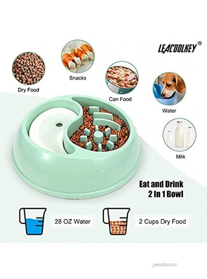 Slow Feeder Dog Bowl Food Water 2 in 1 Bowl Reduce Slip Anti-Gulping Slow Eating Bowl Slow Feeder for Fast Eaters Stop Bloat No Choking Bowl for Small Medium Dogs Healthy Slow Pet Bowl