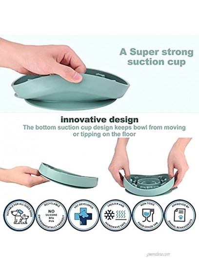 XINSZ Slow Feeder Dog Bowls ,Interesting Slow Food Bowls for Dogs Slow Down Pets' Eating Speed Promote Digestion Novel Design with Suction Cups and Hanging Buckles. Green