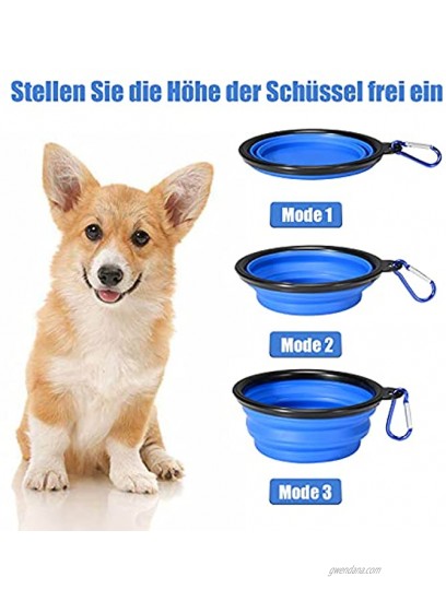 2 x Foldable Travel Bowls Leak-Proof Drinking Bowl Dog on The go with Click Training Silicone Feeding Dog Bowls