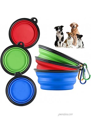 3 Pack Collapsible Dog Bowl Foldable Expandable Dog Water Bowls Cat Cup Dish Portable Travel Bowl with Free Carabiner Pet Feeding Watering Dish for Walking Parking