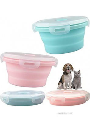 AIKS 2pcs Collapsible Dog Bowls Travel Dog Food Bowl with Lids Silicone Bowls for Dog Cat Food Water Feeding Pet Feeding Watering Cup Dish for Walking Kennels Camping 12x12x3cm Pink & Blue