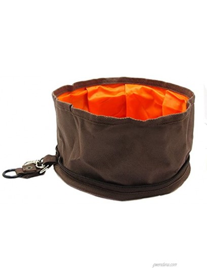 Alfie Pet Fabric Expandable Collapsible Travel Bowl for Food and Water Color: Brown