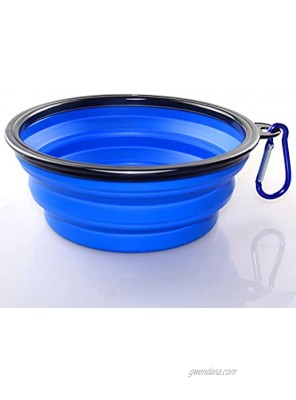 Axgo 1PC Foldable Silicone Dog Bowl Outfit Portable Travel Bowl for Dogs Feeder Utensils Outdoor Drinking Water Dog Bowl Blue