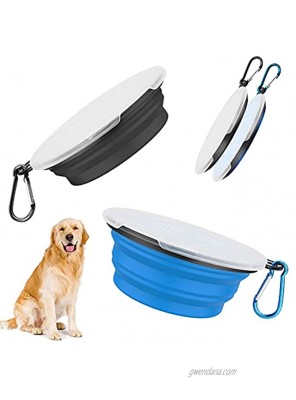 Collapsible Dog Bowl，2 Pack Portable Dog Bowl with Lids,Foldable Pet Travel Dog Bowls for Walking Traveling,Hiking Foldable Expandable Bowl for Dogs Cats and Small Pet Feeding