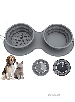 Collapsible Dog Bowls for Travel 2-Pack Dog Portable Water Bowl Pet Foldable Feeding Watering Dish for Traveling Camping Walking with Clip Pet Slow Feeder Bowl for Dogs and Cats Non-toxic Material
