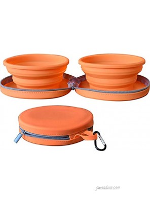 Collapsible Dog Bowls for Travel with Zipper and Mat Dishwasher Safe | Portable Dog Bowl Pet Travel | No Spill 48oz Capacity 100% BPA Free Silicone