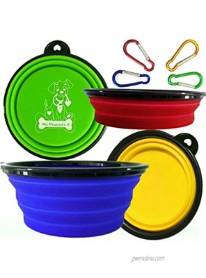 Collapsible Dog Bowls with Color Matched Carabiner Clips Dishwasher Safe BPA FREE Food Grade Silicone Portable Pet Bowls Perfect Foldable Travel Bowls for Journeys Hiking Kennels & Camping