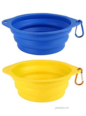 Depets 2 Pack 750ml Collapsible Dog Bowl Portable Dog Bowls for Travel Fodable Silicone Bowls for Dogs Cats Collapsible Pet Feeding Watering Dish with 2 Carabiners