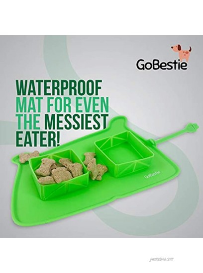 GOBESTIE Foldable Pet Bowl with mat-Small Dog no Spill Food Bowl-Pet Bowl Set-Cat Food and Water Bowls-Travel Pet Bowls