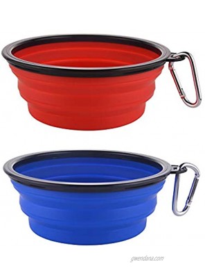 Guardians Large Collapsible Dog Bowls 34oz Travel Water Food Bowls Portable Foldable Collapse Dishes with Carabiner Clip for Traveling Hiking Walking 2 Pack