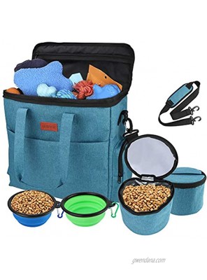 GUIFIER Large Dog Travel Bag | Airline Approved Dog Food Travel Bag with Multi-Function Pockets,2 Food Container Bag 2 Collapsible Bowl | Perfect Weekend Pet Travel Set for Dog Cat