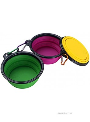 HAZOULEN Collapsible Dog Bowls with Carabiner Clips for Travel 3 Pack