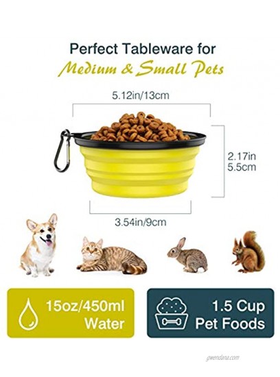 Lewondr Collapsible Dog Bowls [2 Packs] Silicone Food & Water Travel Bowl Portable Dog Cat Bowls with Lids Expandable Pet Feeding Watering Cup Dish for Walking Kennels & Camping